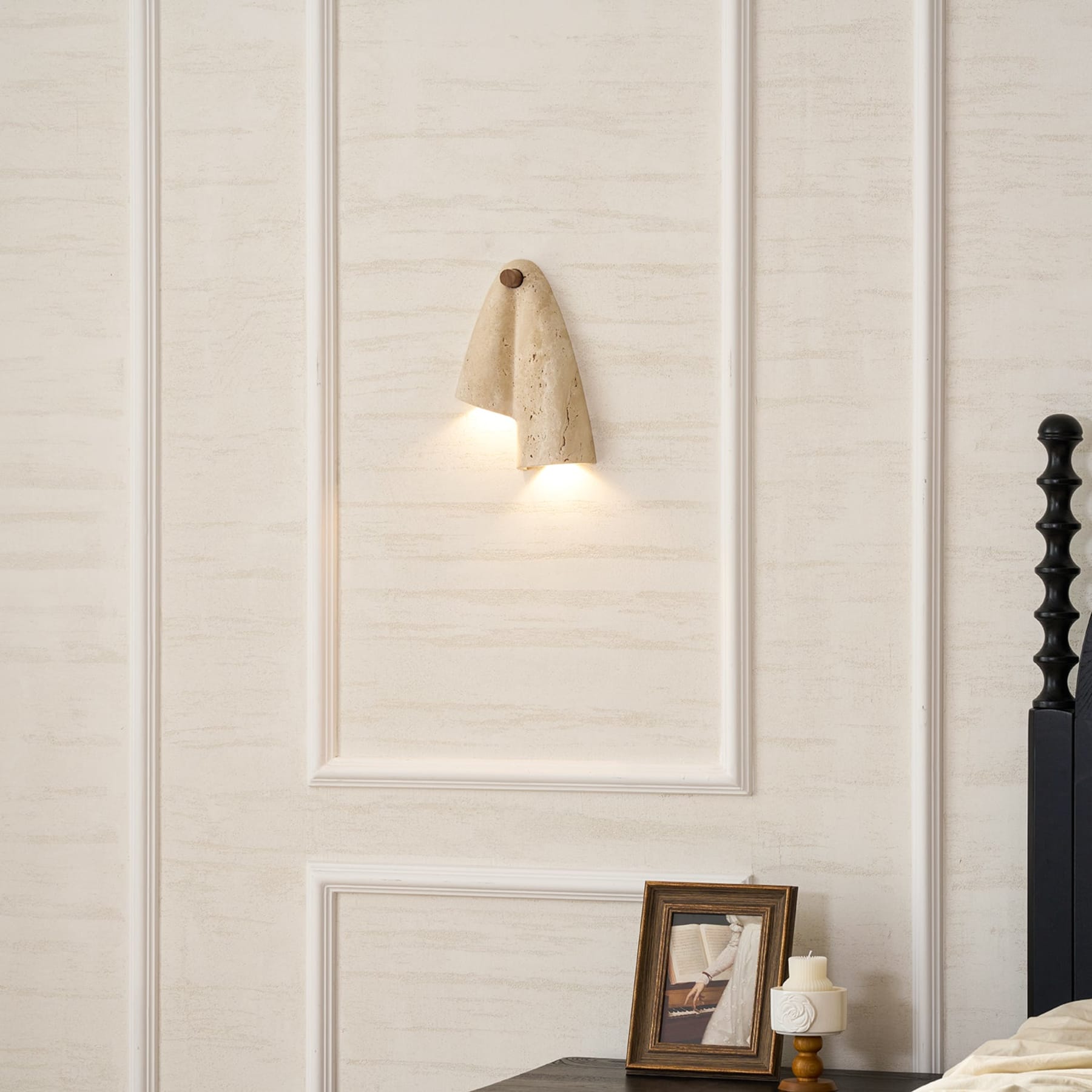 Modern Travertine Wall Light With Warm LED Glow — Ashbury Home & Living
