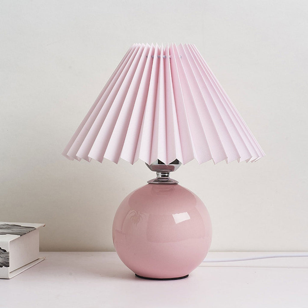 Nordic Ceramic Table Lamp With Pleated Fabric Shade