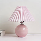 Nordic Ceramic Table Lamp With Pleated Fabric Shade