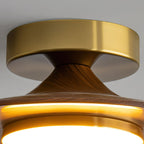Modern Wood-Effect Round Flush Mount Ceiling Light With Integrated LED — Ashbury Home & Living