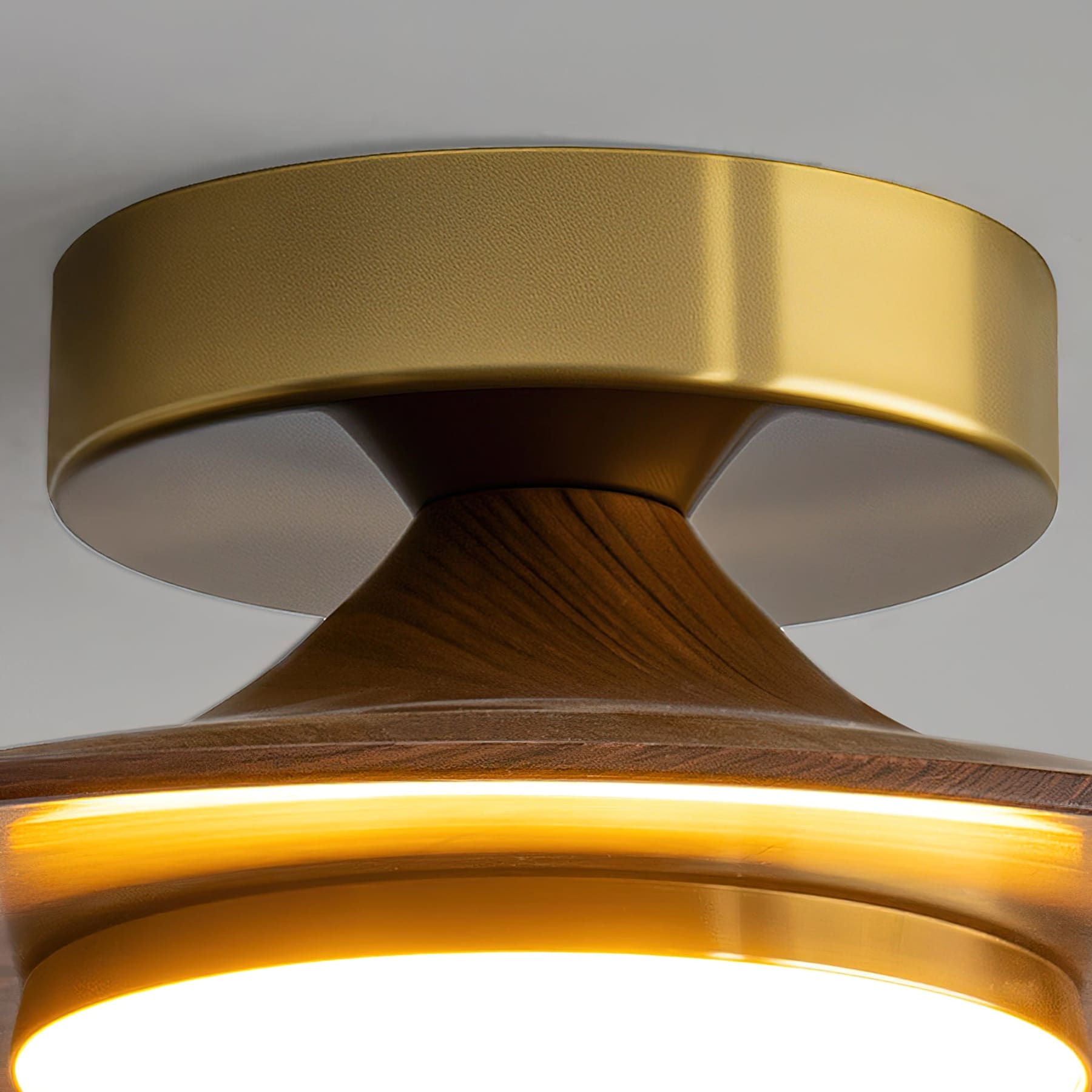 Modern Wood-Effect Round Flush Mount Ceiling Light With Integrated LED — Ashbury Home & Living