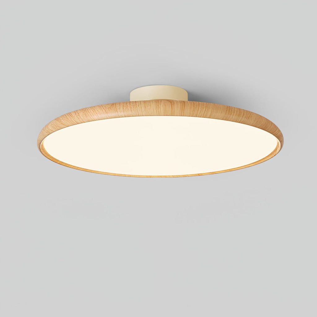 Scandinavian Wood-Effect Flush Mount Ceiling Light With Tri-Colour Glow — Ashbury Home & Living