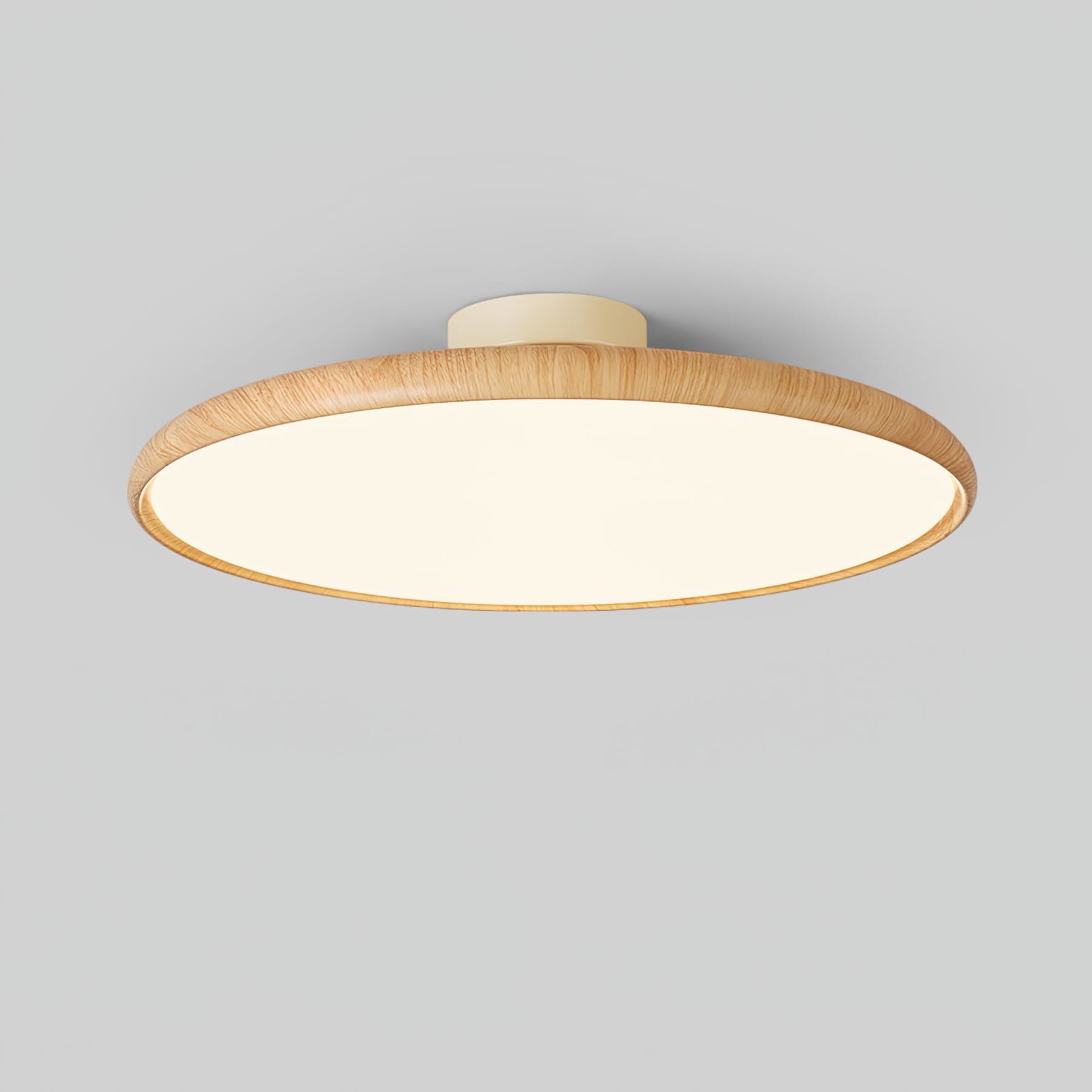 Scandinavian Wood-Effect Flush Mount Ceiling Light With Tri-Colour Glow — Ashbury Home & Living