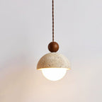 Contemporary Travertine Stone Pendant Light With Dimmable Glow in Walnut & Beige — Ashbury Home & Living