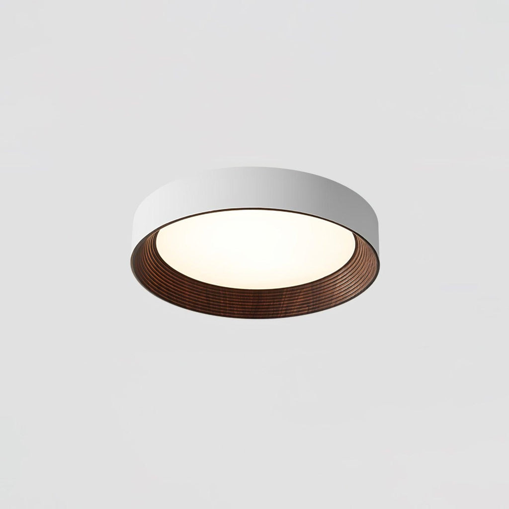 Scandinavian Wood Flush Mount Ceiling Light for Living Room in Black Walnut & White — Ashbury Home & Living