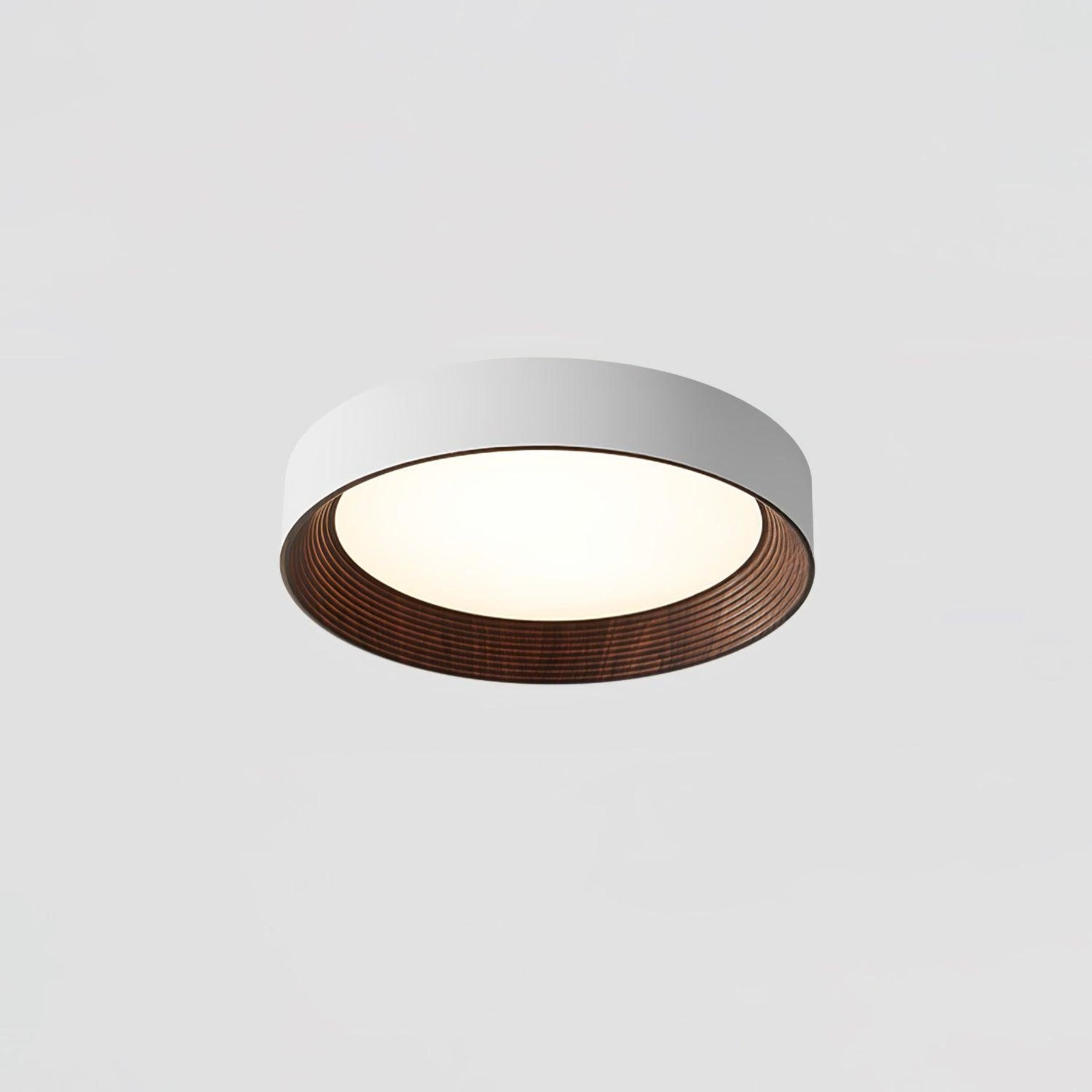Scandinavian Wood Flush Mount Ceiling Light for Living Room in Black Walnut & White — Ashbury Home & Living