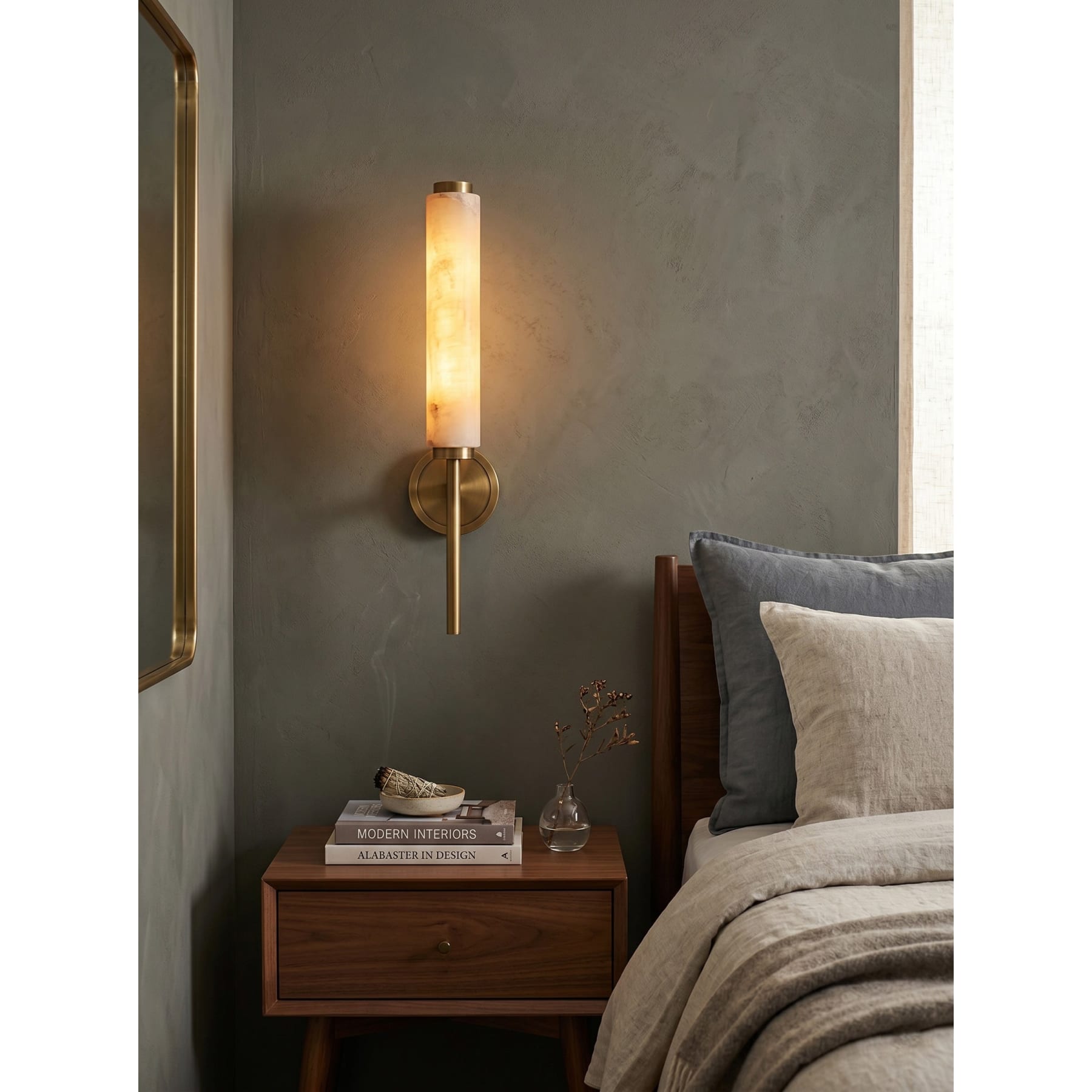 Modern Metal and Faux Alabaster Wall Light for Living Room — Ashbury Home & Living