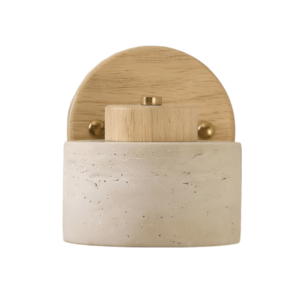 Modern Travertine and Wood Wall Light for Living Room and Bedroom in Log Wood — Ashbury Home & Living