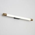 Slim LED Tube Wall Light Minimalist Aluminium Vanity Bar Mirror Lamp with Brass Tone End Caps for Bathroom | Bedroom and Living Room