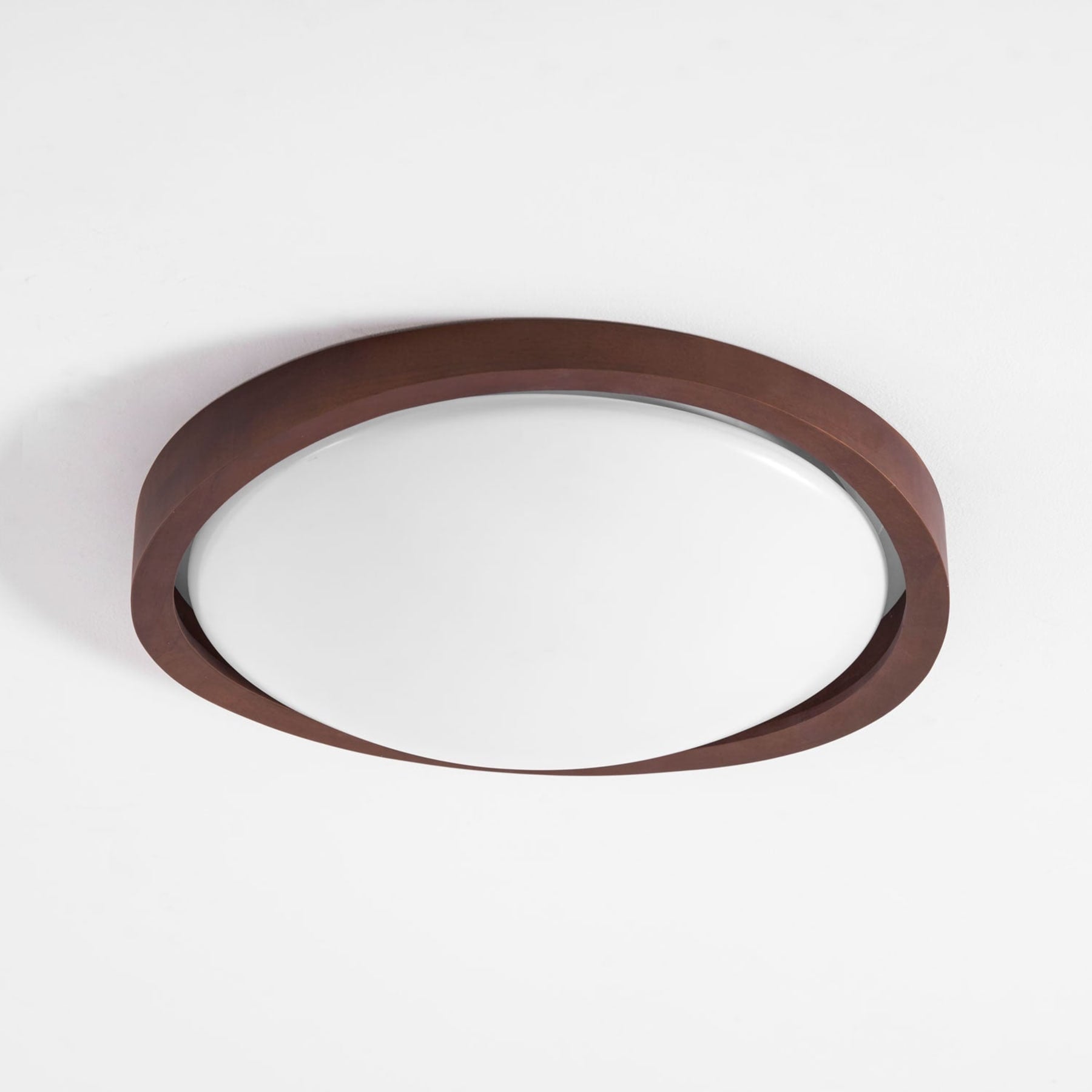 Modern Wood-Effect Fabric Flush Mount Ceiling Light With Tri-Colour Glow — Ashbury Home & Living