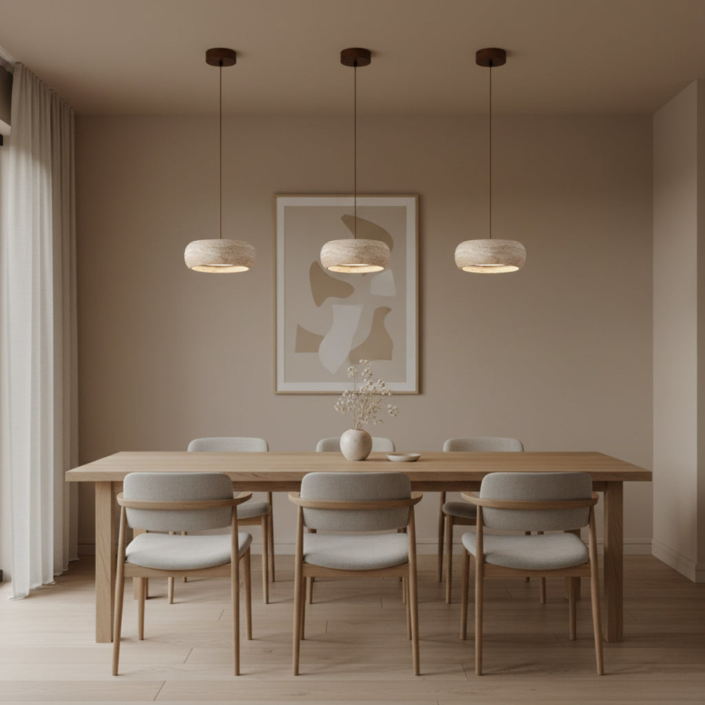 Modern Travertine Stone Pendant Light With Dimmable Remote Control — Ashbury Home & Living