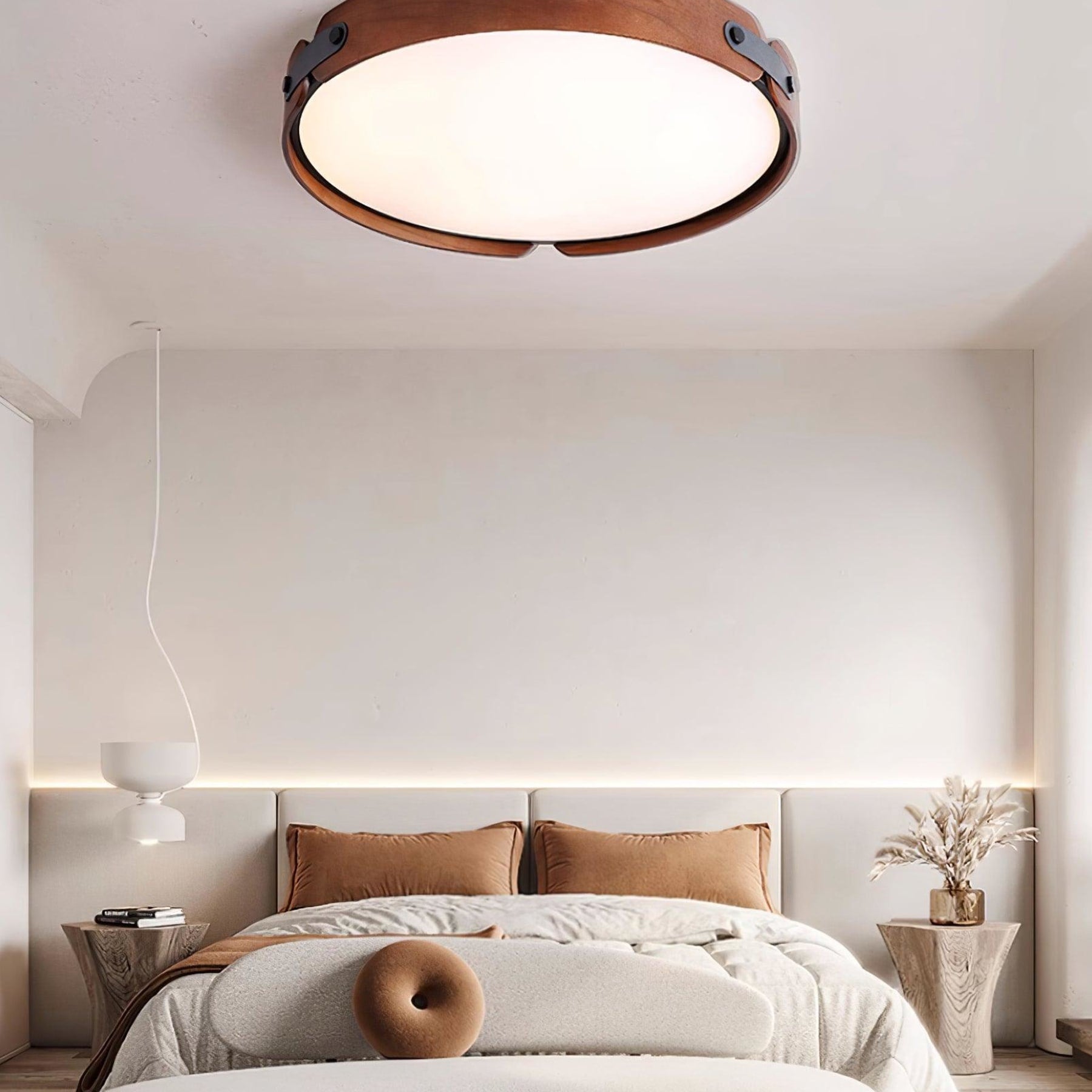 Scandinavian Wood Flush Mount Ceiling Light With Slim Low-Profile Design — Ashbury Home & Living
