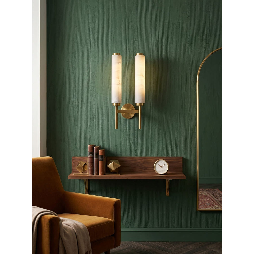 Modern Metal and Faux Alabaster Wall Light for Living Room — Ashbury Home & Living