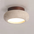 Minimalist Travertine Flush Mount Ceiling Light in Walnut & Beige — Ashbury Home & Living