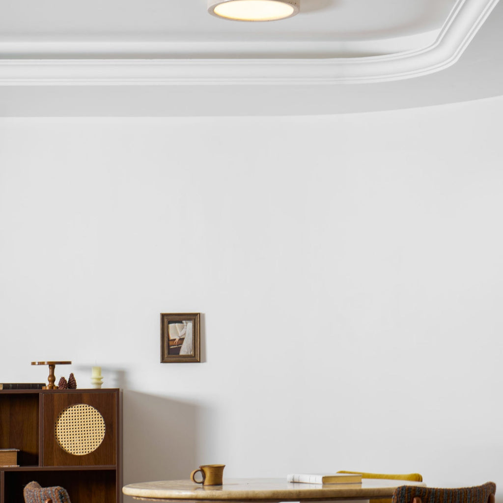 Modern Travertine Flush Mount Ceiling Light With Slim Profile — Ashbury Home & Living