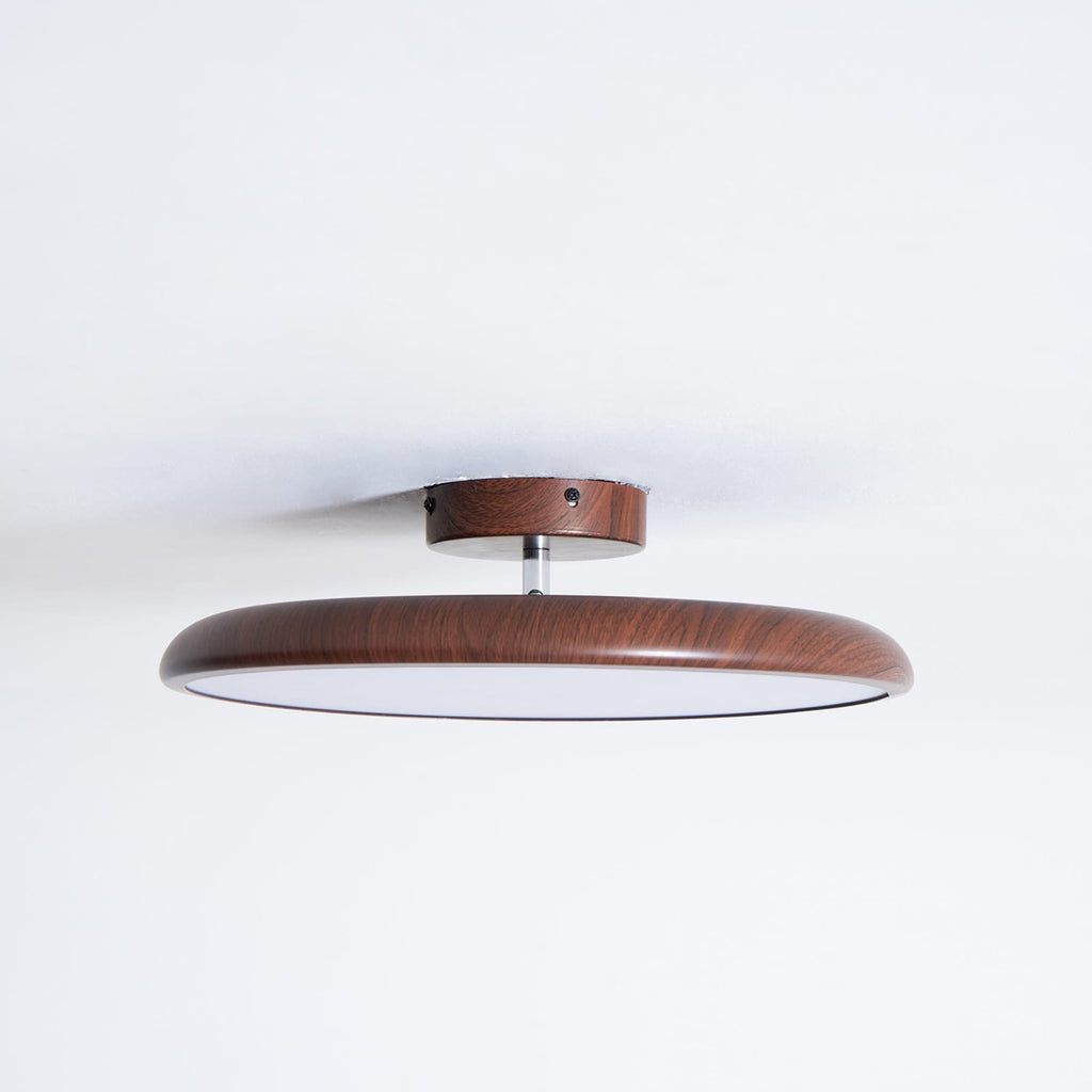 Scandinavian Wood-Effect Flush Mount Ceiling Light With Tri-Colour Glow — Ashbury Home & Living
