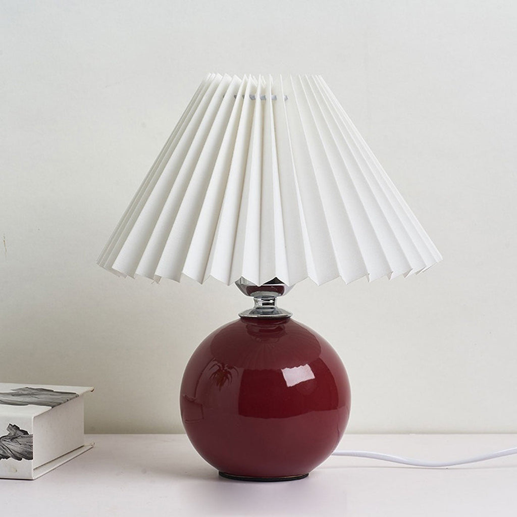 Nordic Ceramic Table Lamp With Pleated Fabric Shade