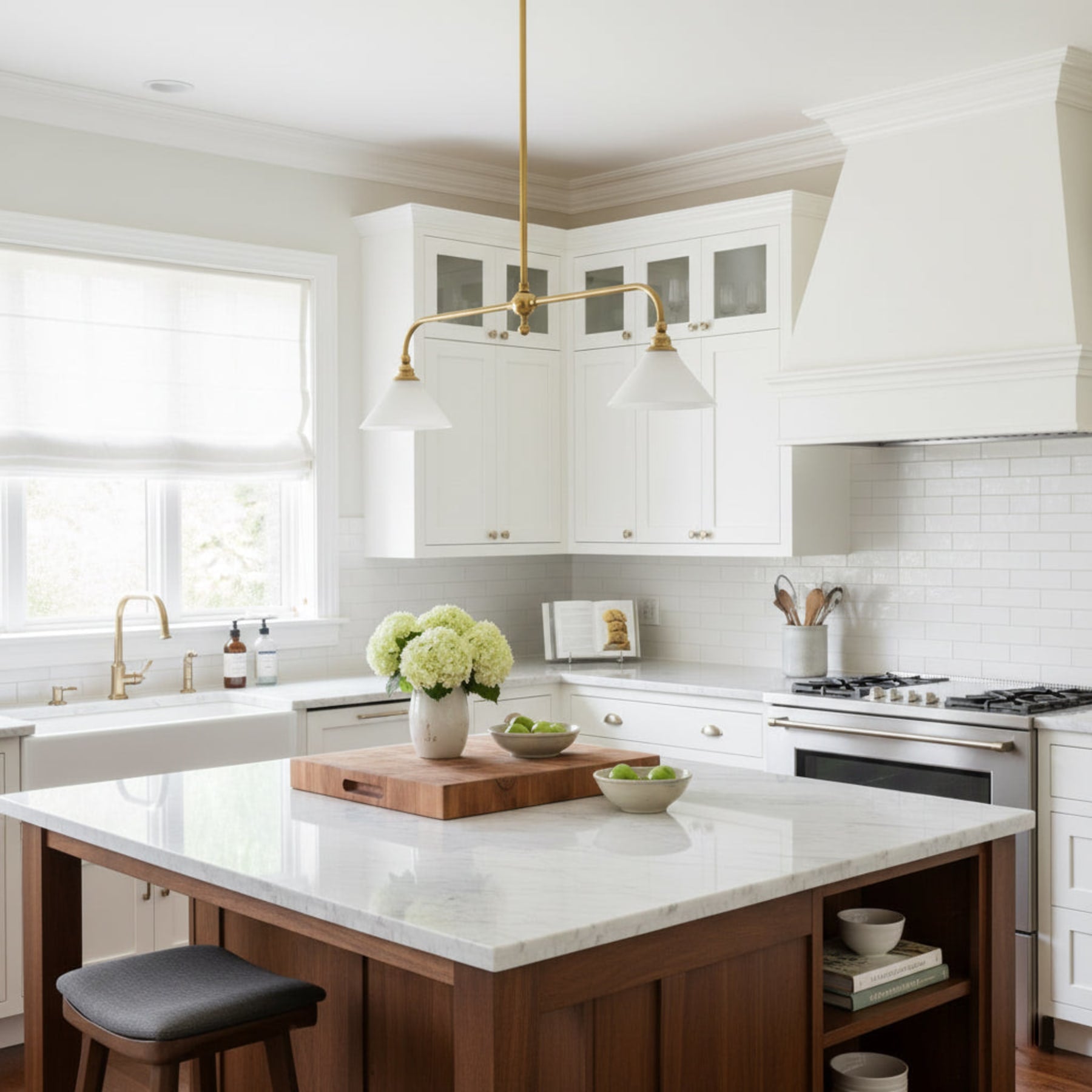 Modern Brass Pendant Light With Ceramic Shades for Dining Room — Ashbury Home & Living