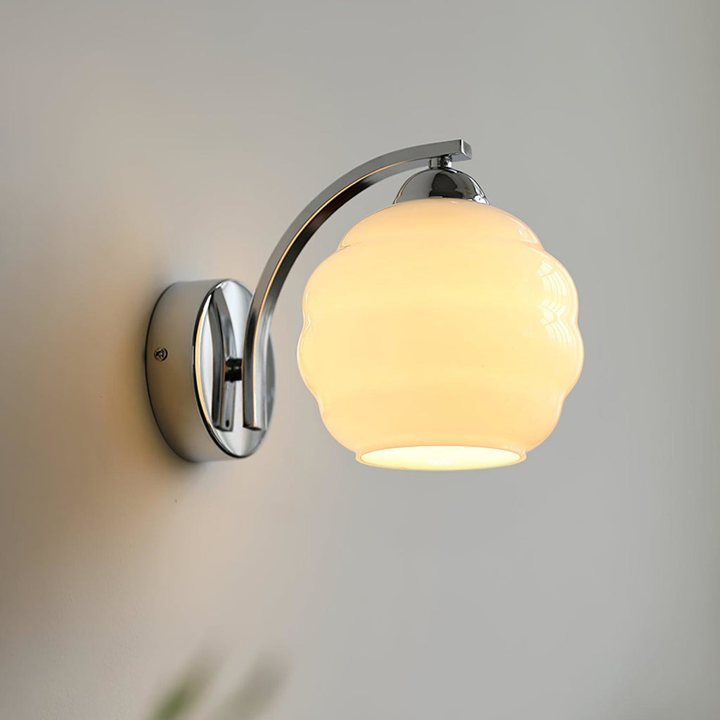 Contemporary Wrought Iron and Glass Wall Light With Warm LED Glow — Ashbury Home & Living
