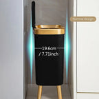 Slim Kitchen Bin with Lid and Raised Legs Odour Sealing Press-Top Rubbish Bin with Metallic Trim Waste Bin for Kitchen | Bathroom and Living Room