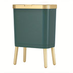 Slim Kitchen Bin with Lid and Raised Legs Odour Sealing Press-Top Rubbish Bin with Metallic Trim Waste Bin for Kitchen | Bathroom and Living Room