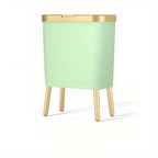 Slim Kitchen Bin with Lid and Raised Legs Odour Sealing Press-Top Rubbish Bin with Metallic Trim Waste Bin for Kitchen | Bathroom and Living Room