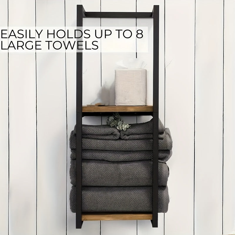 Wall Mounted Towel Rack Tiered Stainless Steel Towel Holder Space-Saving Bathroom Storage Shelf for Towels | Toiletries and Bathroom Decor