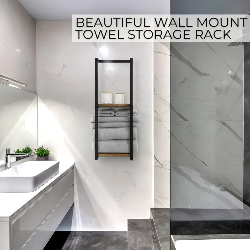 Wall Mounted Towel Rack Tiered Stainless Steel Towel Holder Space-Saving Bathroom Storage Shelf for Towels | Toiletries and Bathroom Decor