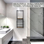 Wall Mounted Towel Rack Tiered Stainless Steel Towel Holder Space-Saving Bathroom Storage Shelf for Towels | Toiletries and Bathroom Decor