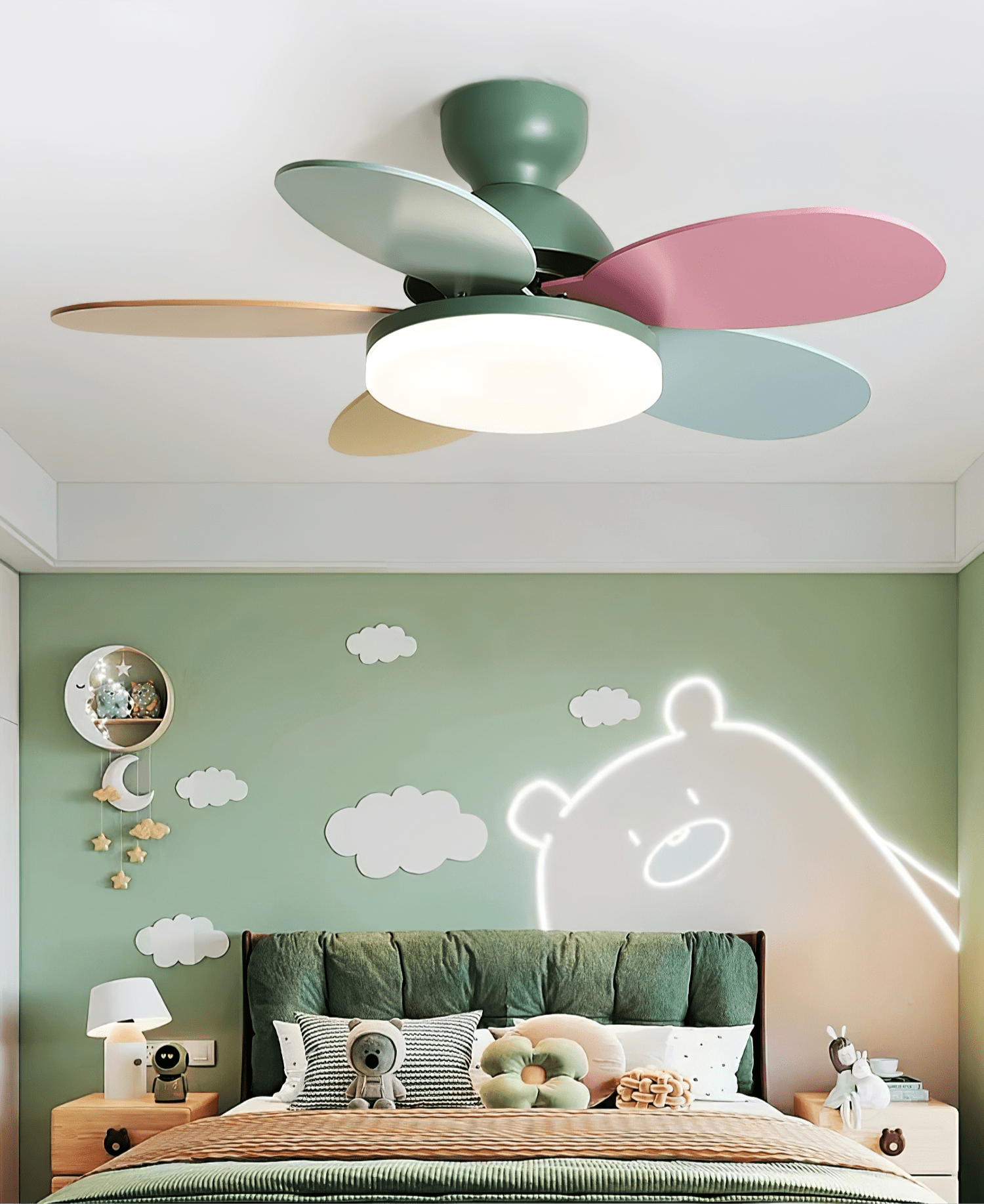 Petal Blade Ceiling Fan With Light Ceiling Light