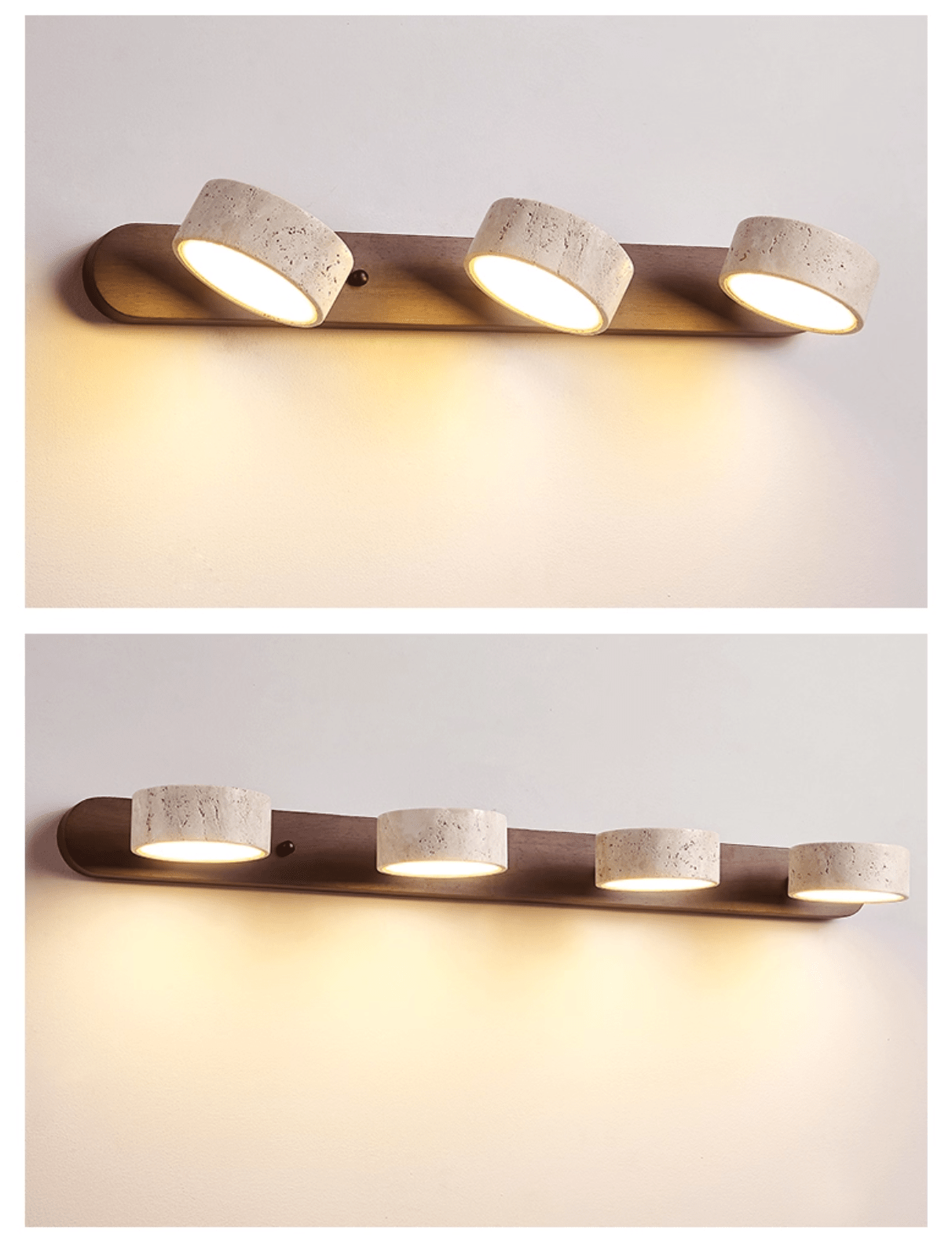 Travertine Duo 2-Light Wall Light With Wood Backplate