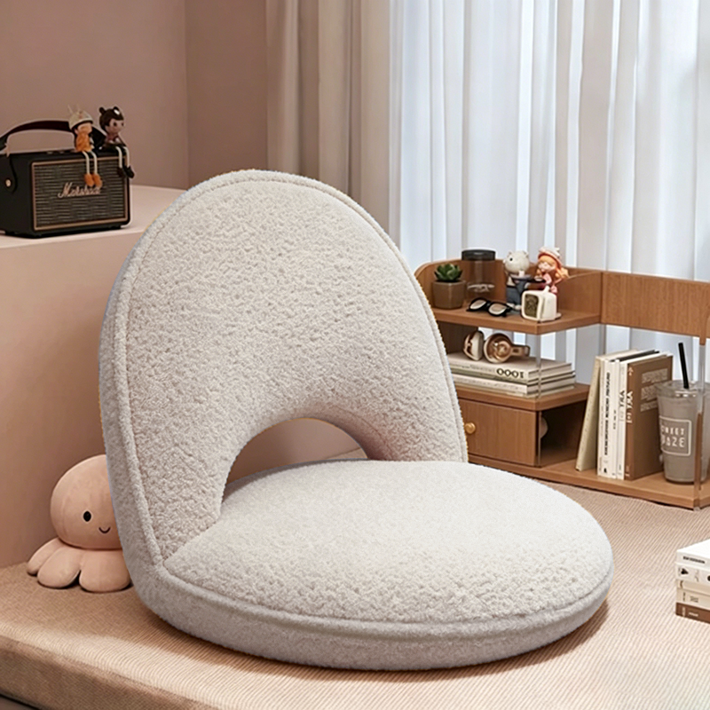 Foldable Floor Chair with Adjustable Backrest Padded Corduroy or Sherpa Fabric Armless Lazy Seat Carbon Steel Frame for Living Room and Bedroom