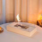 Portable Bioethanol Table Fireplace Tempered Glass and Steel Tabletop Fire Smokeless for Indoor and Outdoor Use