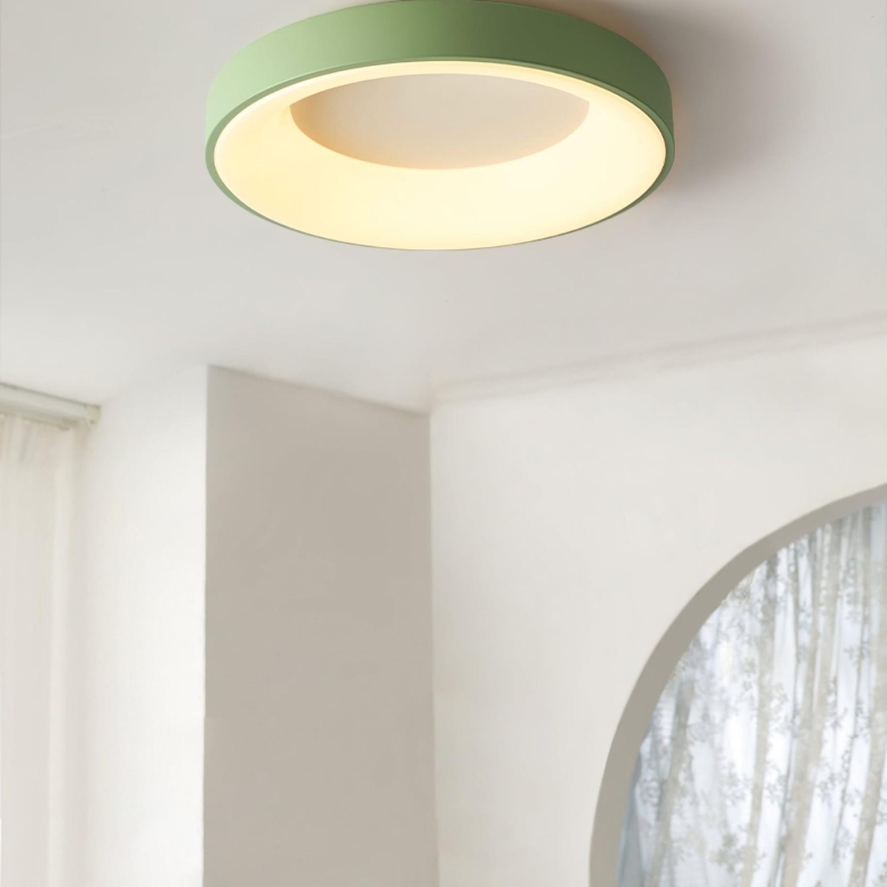 Modern Wrought Iron Flush Mount Ceiling Light With Tri-Colour LED Glow — Ashbury Home & Living