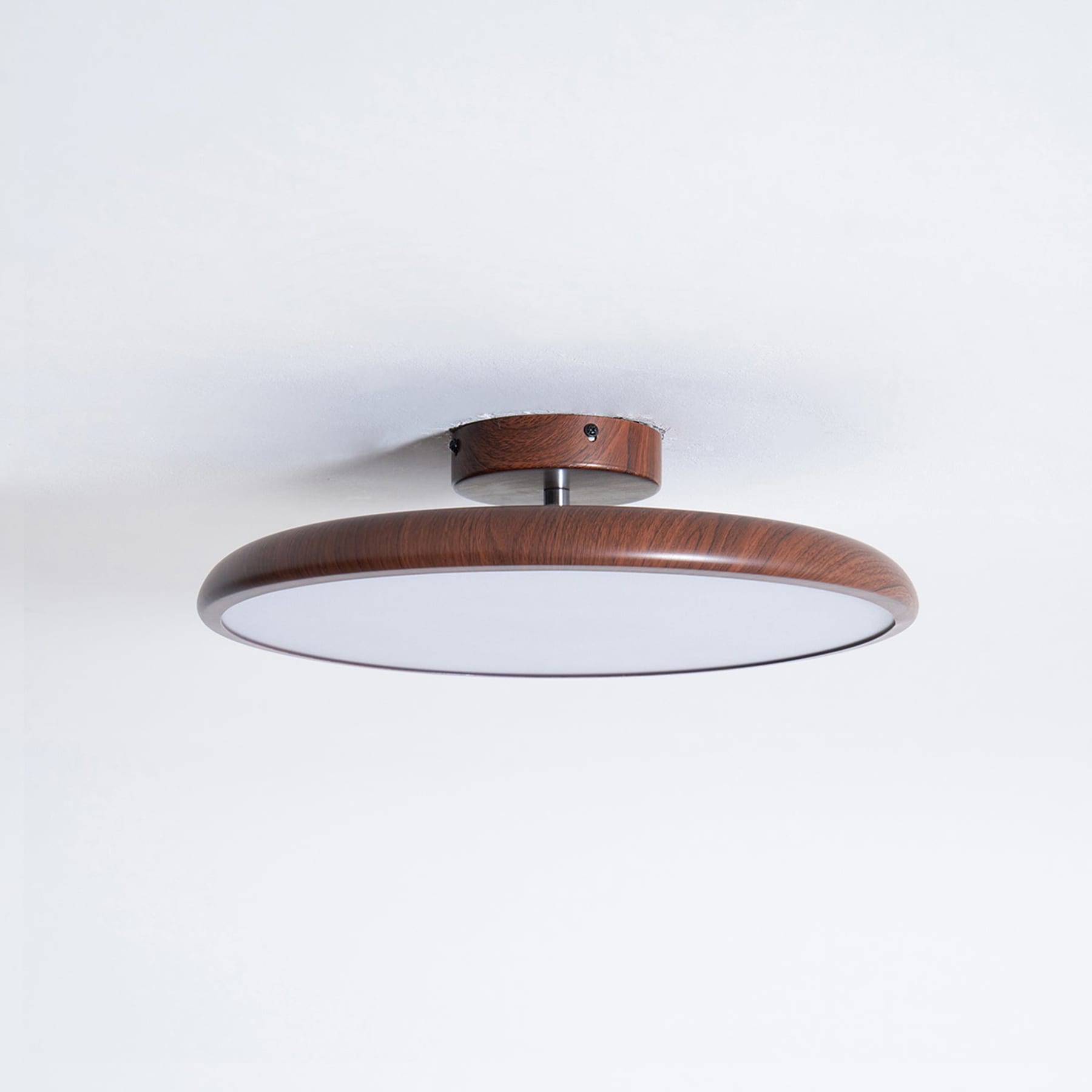 Scandinavian Wood-Effect Flush Mount Ceiling Light With Tri-Colour Glow — Ashbury Home & Living