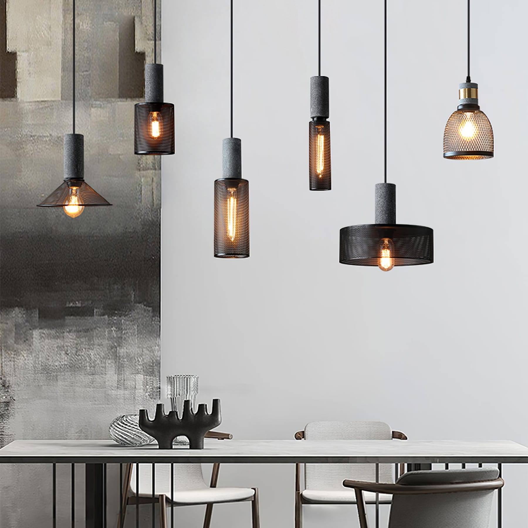 Industrial Concrete Pendant Light With Warm LED Glow — Ashbury Home & Living