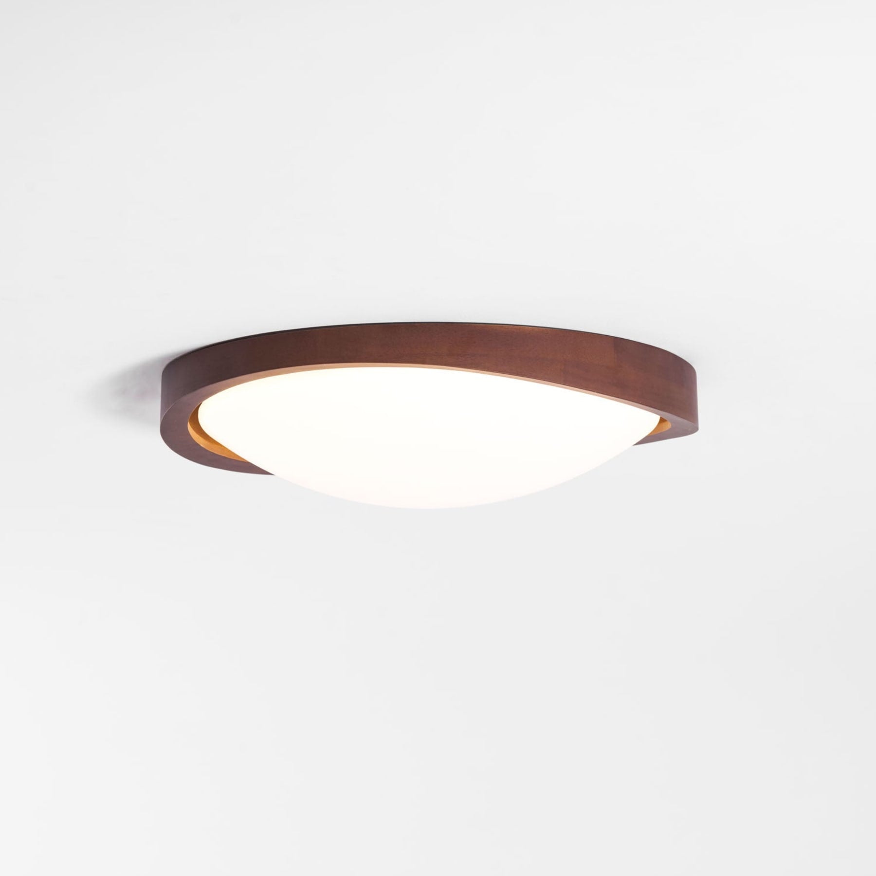 Modern Wood-Effect Fabric Flush Mount Ceiling Light With Tri-Colour Glow — Ashbury Home & Living
