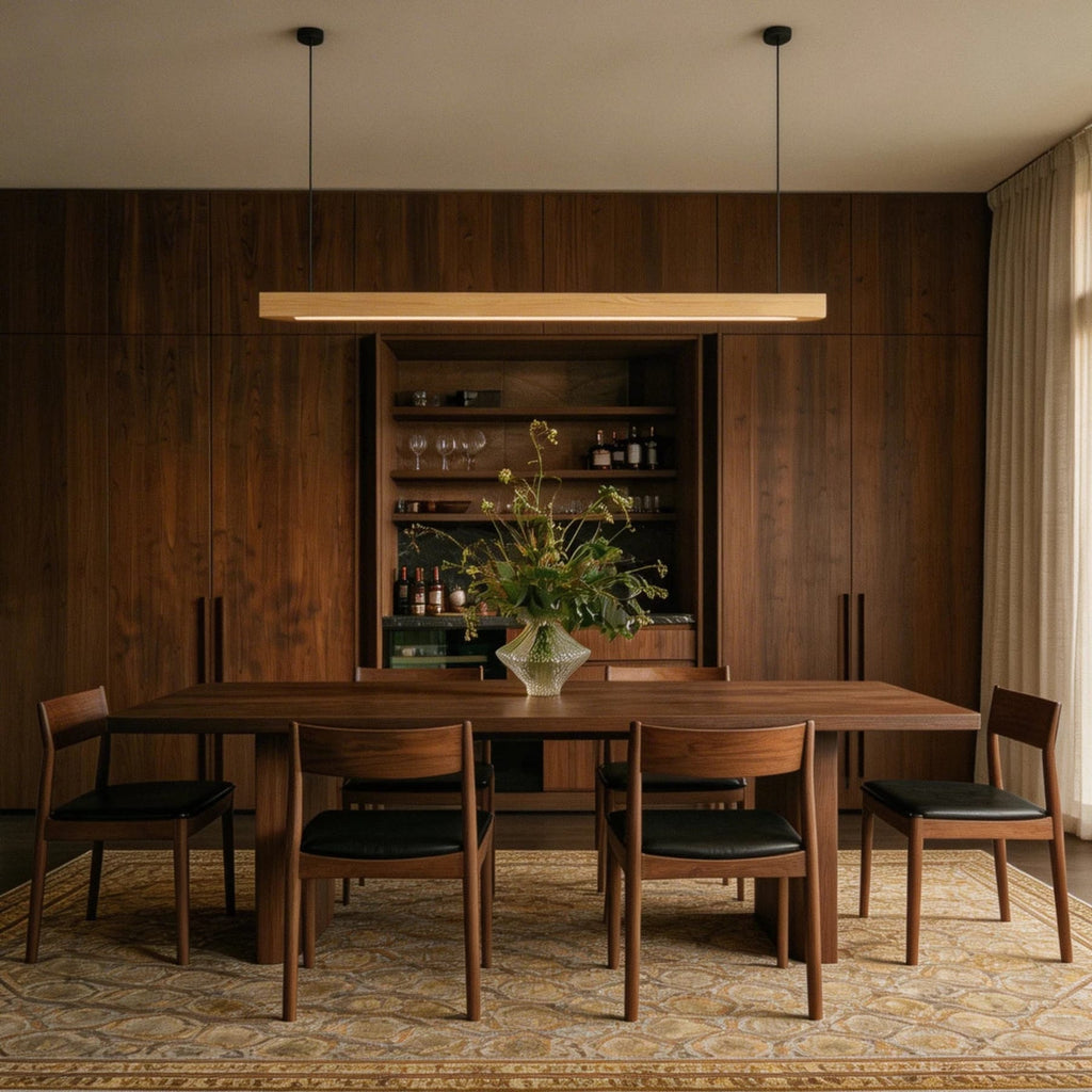 Minimalist Wood Pendant Light With Warm Daylight Glow For Dining Room — Ashbury Home & Living