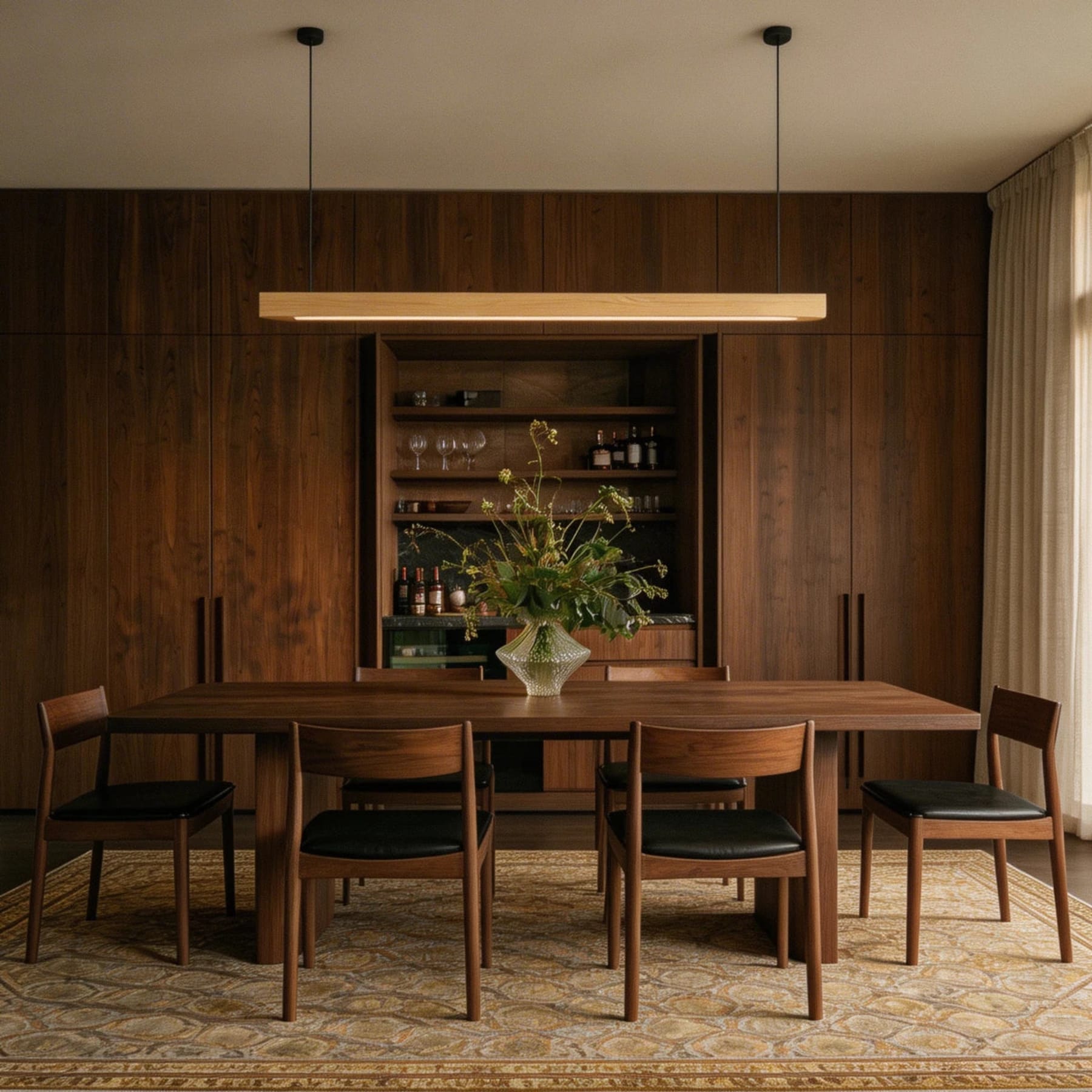Minimalist Wood Pendant Light With Warm Daylight Glow For Dining Room — Ashbury Home & Living