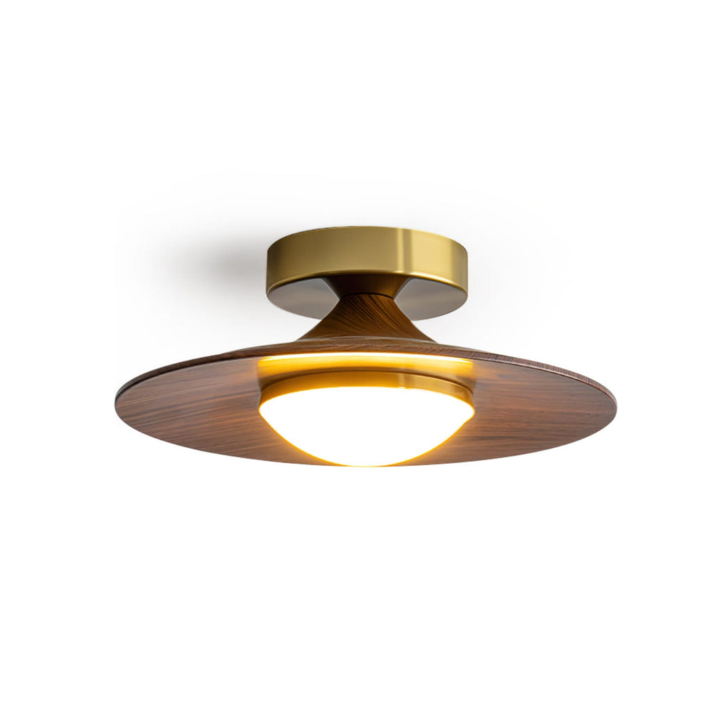 Modern Wood-Effect Round Flush Mount Ceiling Light With Integrated LED — Ashbury Home & Living