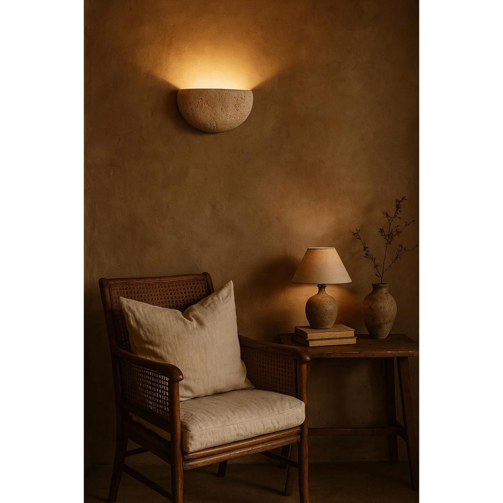 Modern Travertine Stone Wall Light for Living Room — Ashbury Home & Living