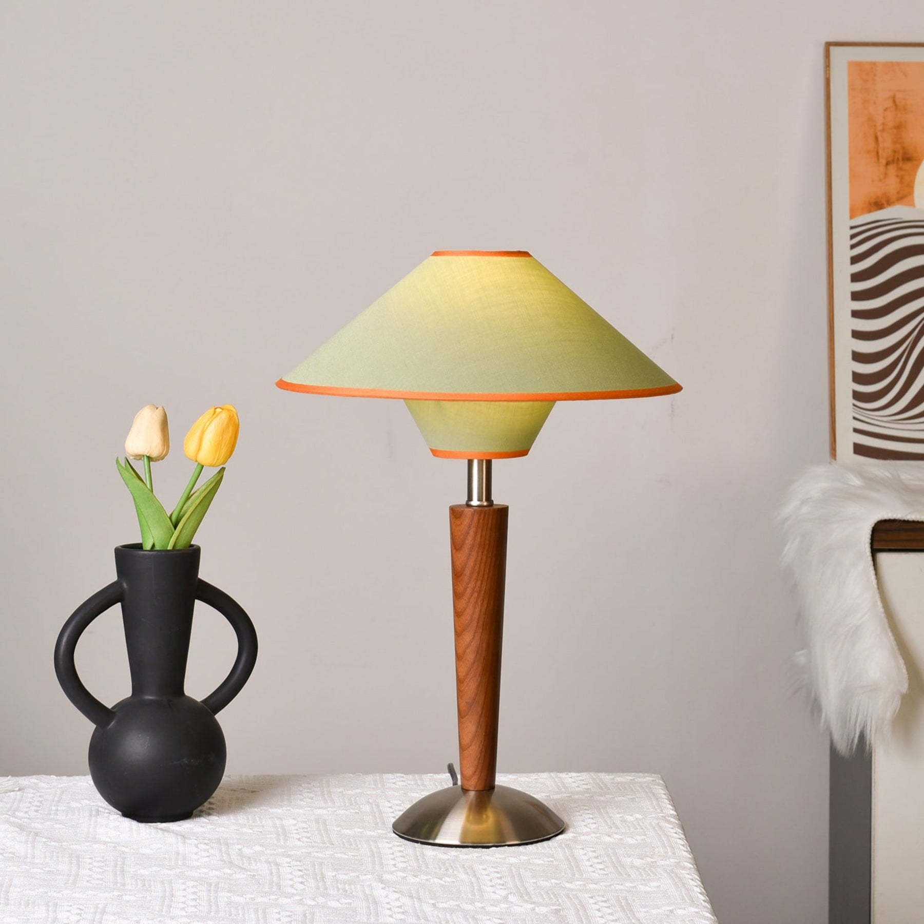 Modern Wood Table Lamp With Fabric Shade for Living Room — Ashbury Home & Living