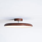 Scandinavian Wood-Effect Flush Mount Ceiling Light With Tri-Colour Glow in Walnut Wood Grain — Ashbury Home & Living