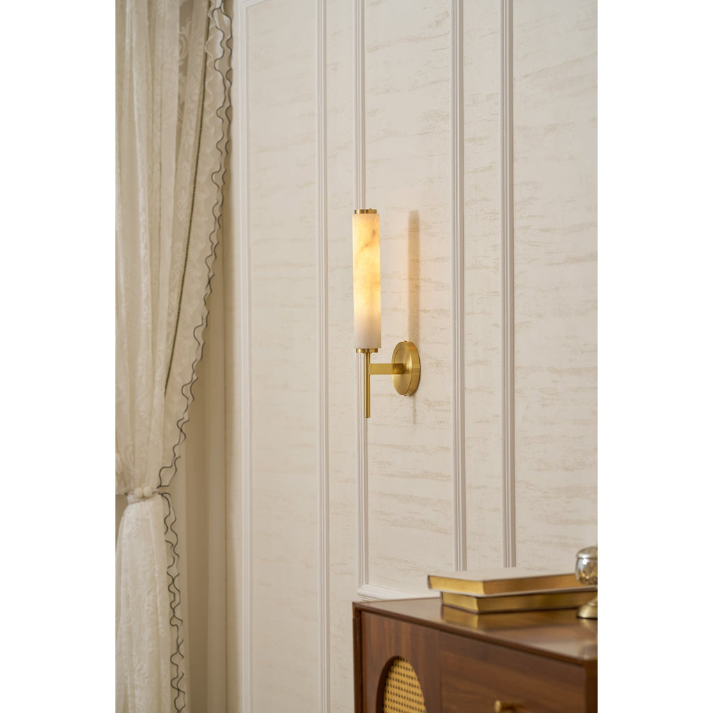 Modern Metal and Faux Alabaster Wall Light for Living Room — Ashbury Home & Living
