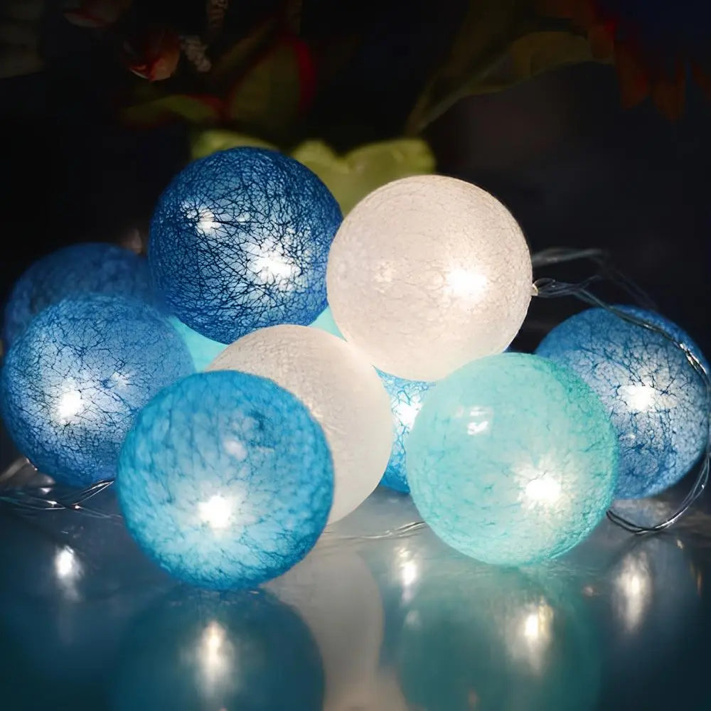 Cotton Ball String Lights LED Fairy Lights with Woven Cotton Balls Battery or USB Powered Garland Lights for Bedroom | Living Room | Nursery and Party