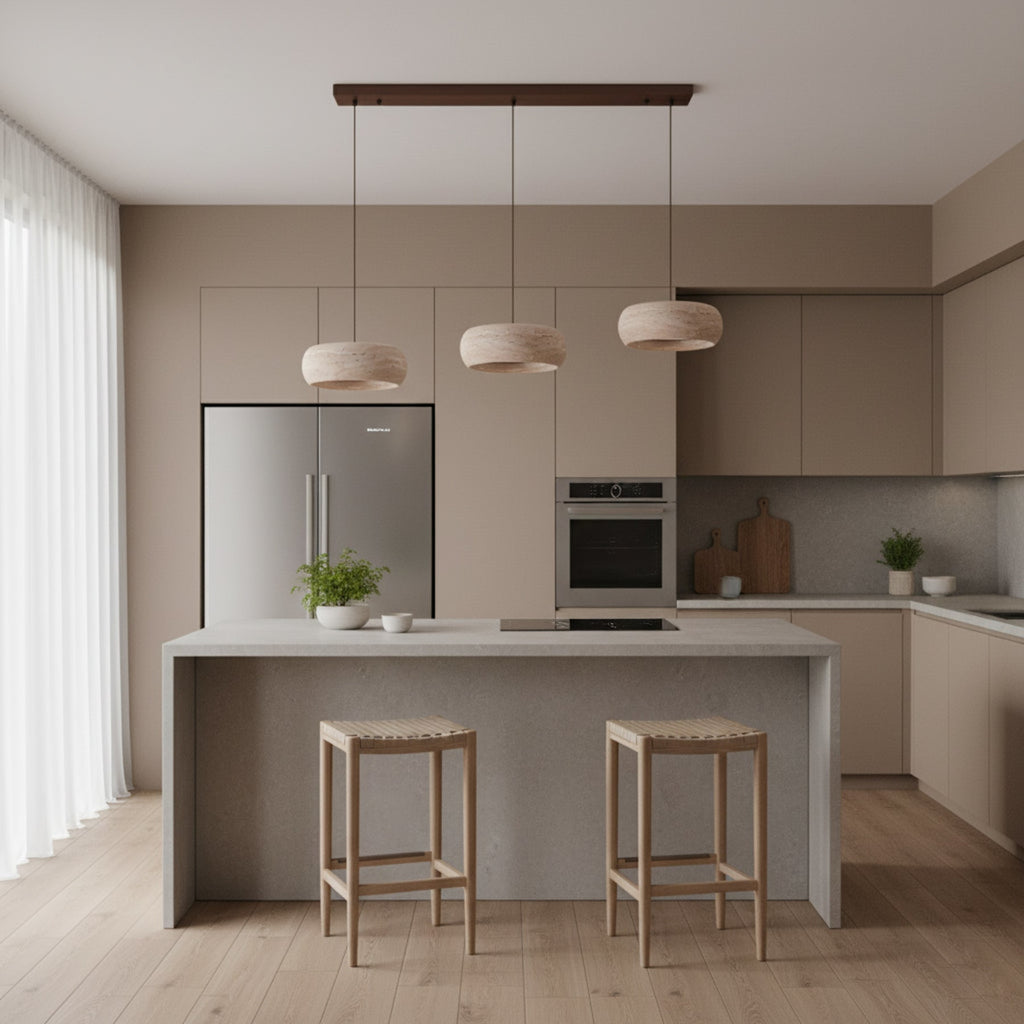 Modern Travertine Stone Pendant Light With Dimmable Remote Control — Ashbury Home & Living