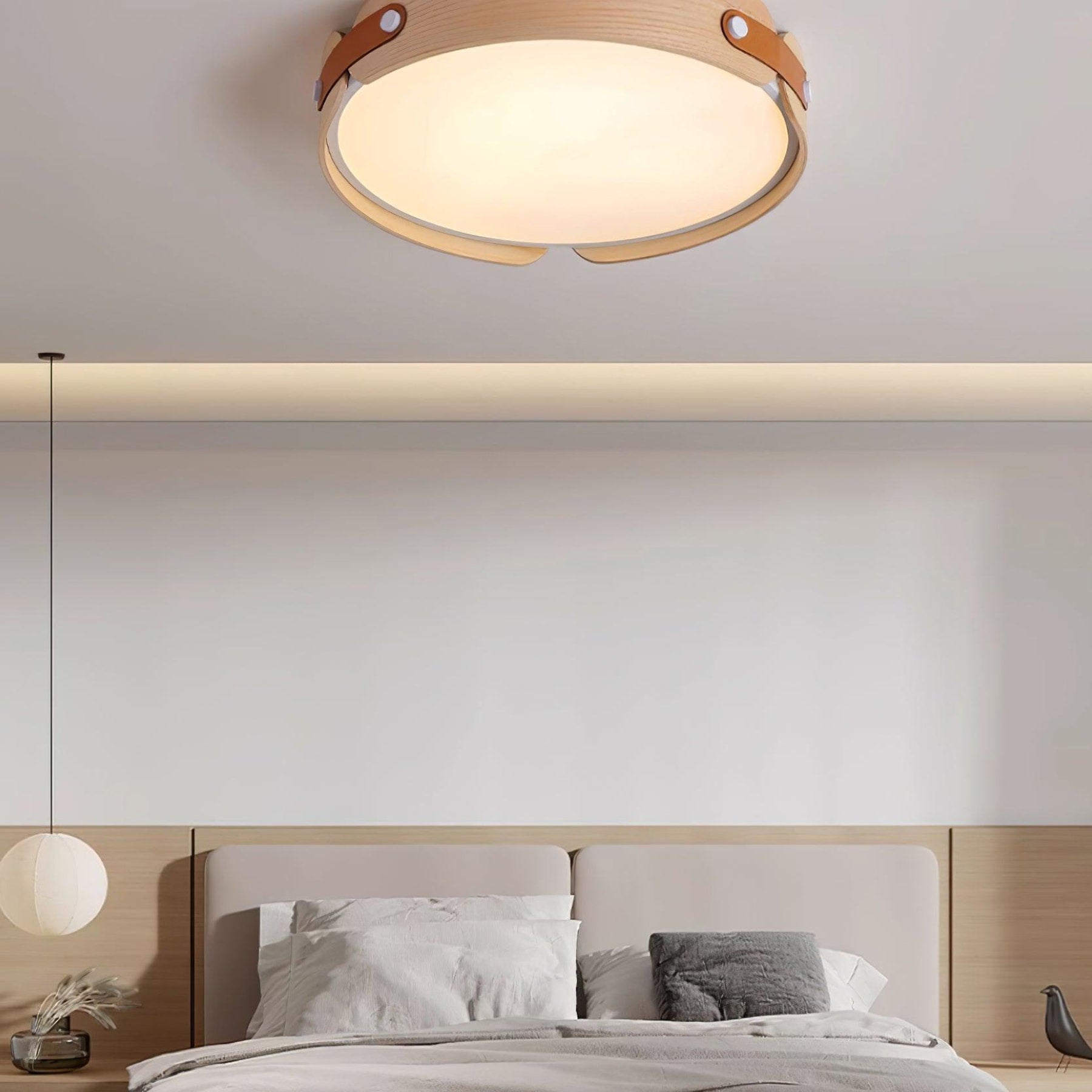 Scandinavian Wood Flush Mount Ceiling Light With Slim Low-Profile Design — Ashbury Home & Living