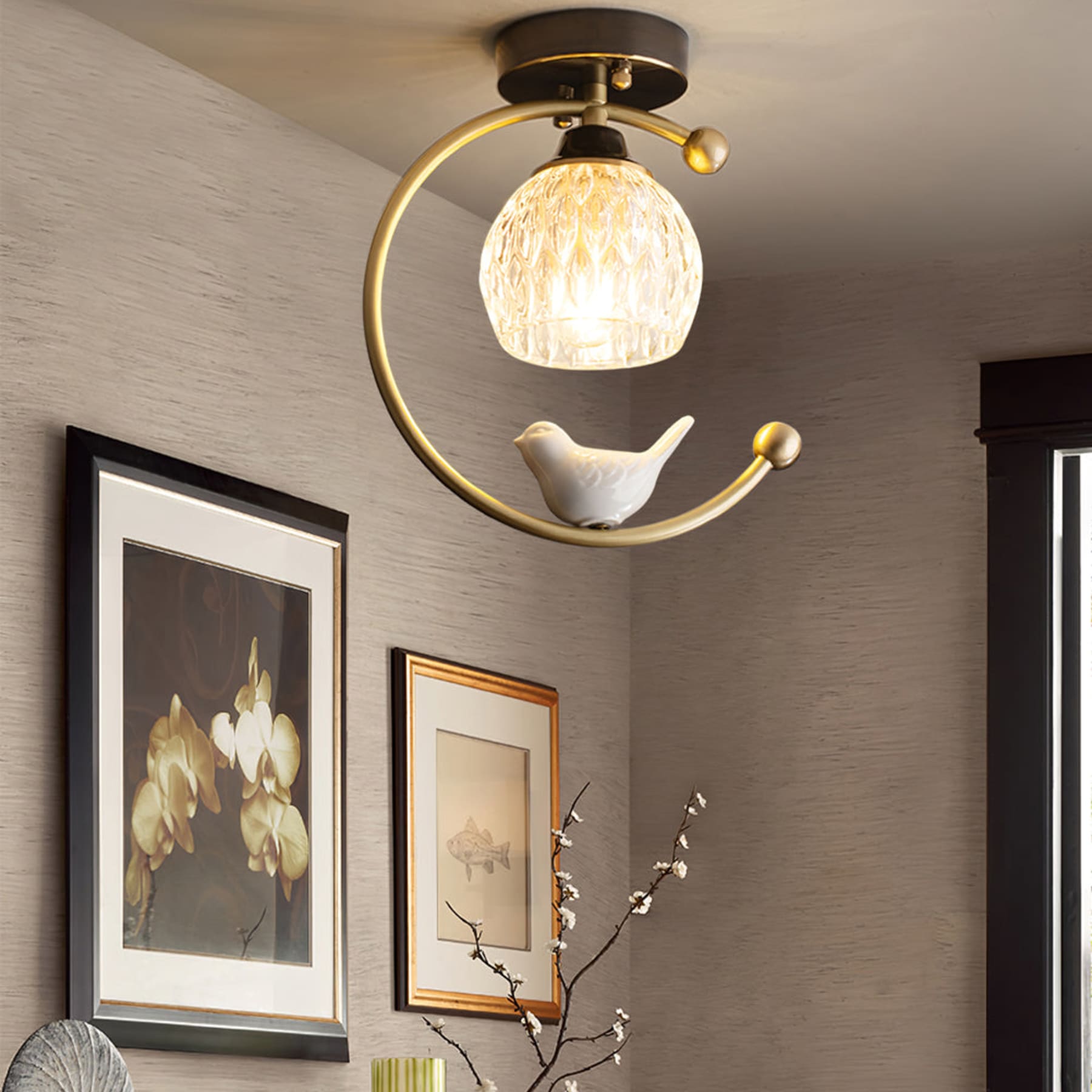 Contemporary Solid Brass Flush Mount Ceiling Light — Ashbury Home & Living