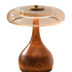 Contemporary Ash Wood And Brass Table Lamp With Glass Shade — Ashbury Home & Living