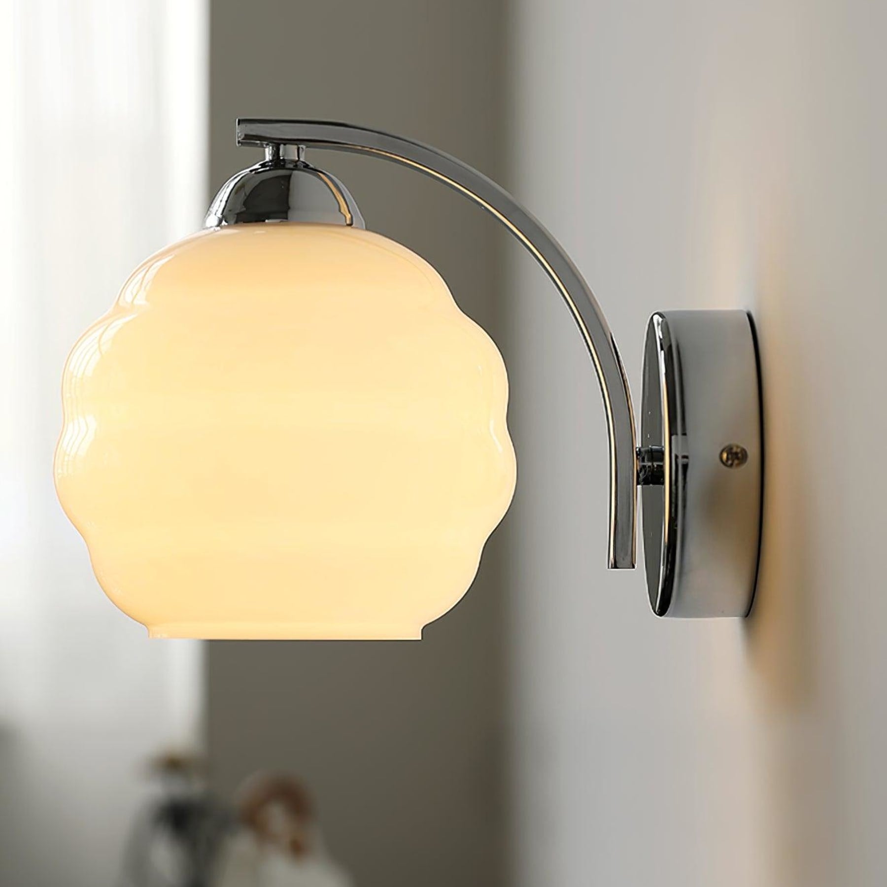 Contemporary Wrought Iron and Glass Wall Light With Warm LED Glow — Ashbury Home & Living